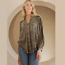 Load image into Gallery viewer, Bohemian Elegance: Stonewashed Rayon Top
