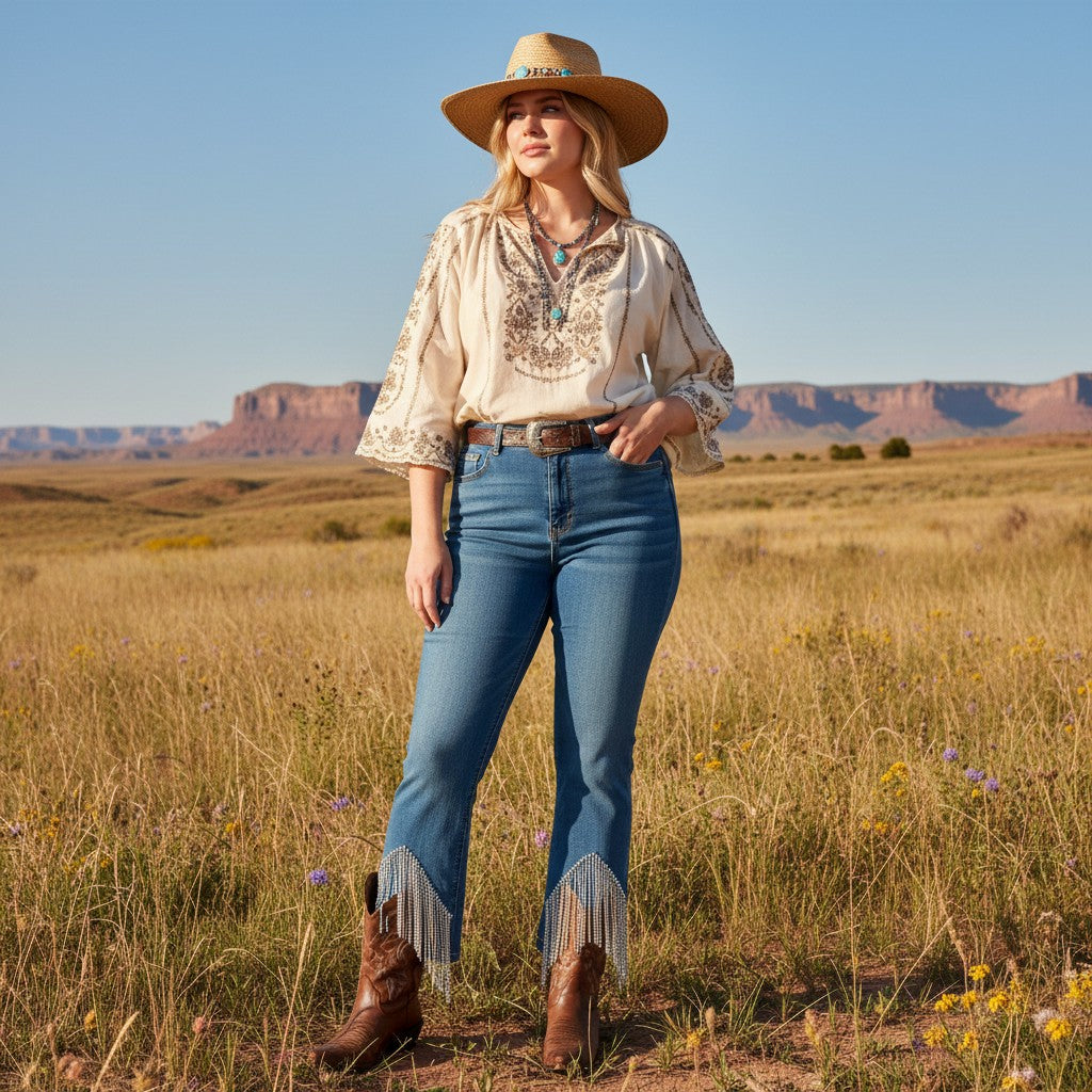 Starlight Fringe Bejeweled Denim Jeans – Madame Peacock's