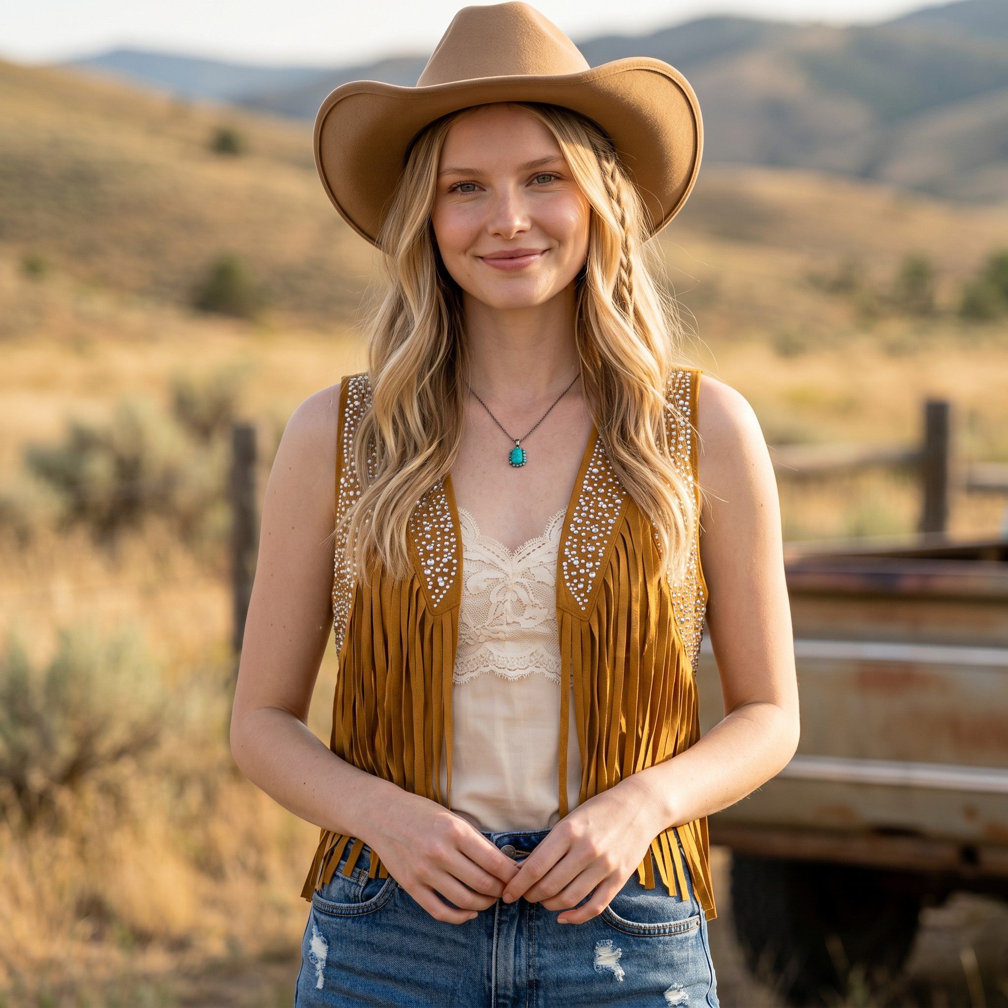 Desert Shine Fringe Vest – Madame Peacock's