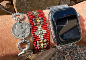 Sterling Silver & Gemstone Beaded Cuff