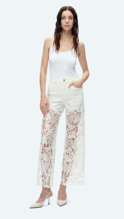 Bayeas High Rise Lace Meets the Blues Jean