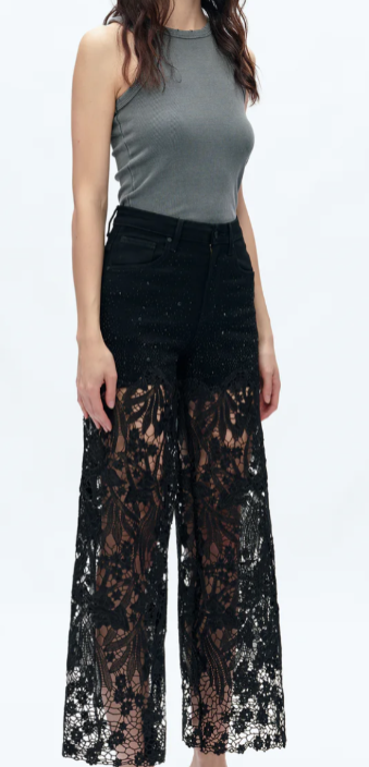 Bayeas High Rise Lace Meets the Blues Jean