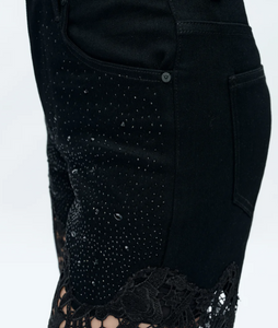 Bayeas High Rise Lace Meets the Blues Jean