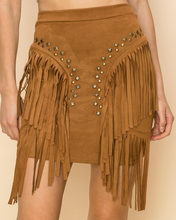 Load image into Gallery viewer, Braxton Suede Fringe Studded Skirt
