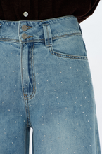 Load image into Gallery viewer, Bayeas High Rise Wide Leg Rhinestone Detail Jeans

