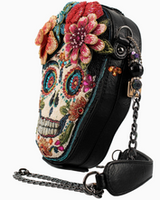Load image into Gallery viewer, Bella Noche Sugar Skull Beaded Floral Crossbody Handbag
