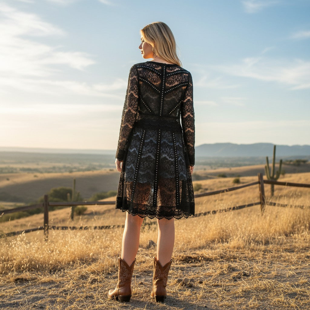 Midnight Lace Studded Duster Jacket – Madame Peacock's