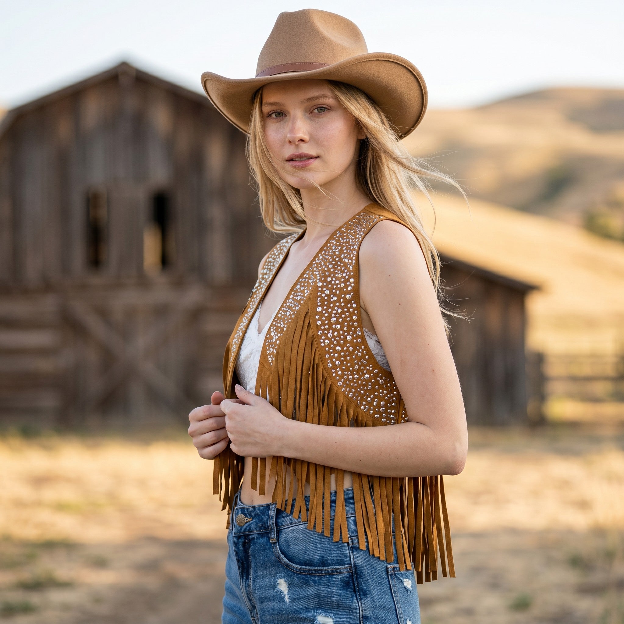 Desert Shine Fringe Vest – Madame Peacock's