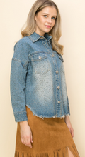 Load image into Gallery viewer, Vocal Rhinestone Jean Jacket
