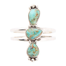 Load image into Gallery viewer, Linear Triple Stone Turquoise and Sterling Silver Ring
