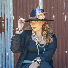 Load image into Gallery viewer, White Chunky Turquoise Beaded Bracelet on Copper Feather
