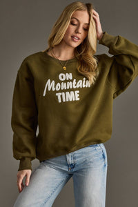 Olive 'On Mountain Time' Sweatshirt