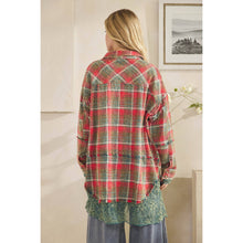 Load image into Gallery viewer, Izzie Washed Plaid Embroidered Shacket
