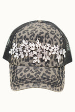 Load image into Gallery viewer, Floral Vine Bejeweled Glitz Animal Print Trucker Cap, Adj
