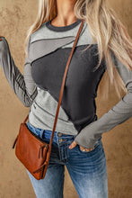 Load image into Gallery viewer, Casual Expose Seam Color Block Ribbed Knit Top
