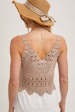 Load image into Gallery viewer, Trista Crochet Lace Tank in Natural
