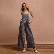 Load image into Gallery viewer, Ashton Floral Print Denim Sleeveless Jumpsuit
