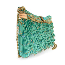 Load image into Gallery viewer, Shimmy, Turquoise Fringe Beaded Crossbody Handbag
