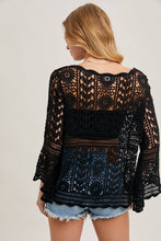 Load image into Gallery viewer, Donna Crochet Sheer Bell-Sleeve Pullover
