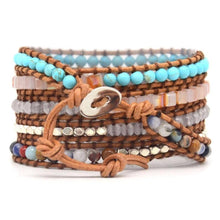 Load image into Gallery viewer, Silver Ocean Jasper Leather Wrap Bracelet
