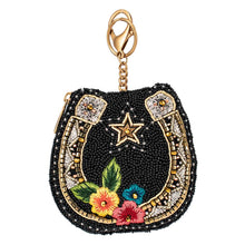 Load image into Gallery viewer, Good Luck Beaded Horse Shoe Coin Purse/Key Fob
