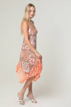 Load image into Gallery viewer, H4466-W909 SPAGHETTI STRAP VNECK LACE TRIM MIDI DRESS
