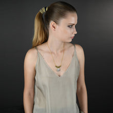 Load image into Gallery viewer, Hammered Moon &amp; Labradorite Shield Necklace

