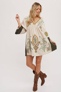 Margot Embroidered Babydoll Dress