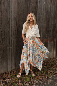 Swing Of Things Pocketed Midi Skirt - Floral