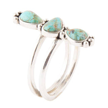 Load image into Gallery viewer, Linear Triple Stone Turquoise and Sterling Silver Ring
