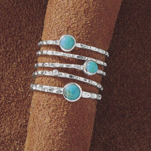 Load image into Gallery viewer, Set of 5 Sterling &amp; Turquoise Stackable Rings
