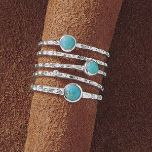 Set of 5 Sterling & Turquoise Stackable Rings