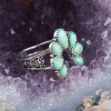 Load image into Gallery viewer, Floral Turquoise and Sterling Silver Ring
