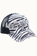 Load image into Gallery viewer, Floral Vine Bejeweled Glitz Animal Print Trucker Cap, Adj
