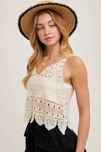 Load image into Gallery viewer, Trista Crochet Lace Tank in Natural

