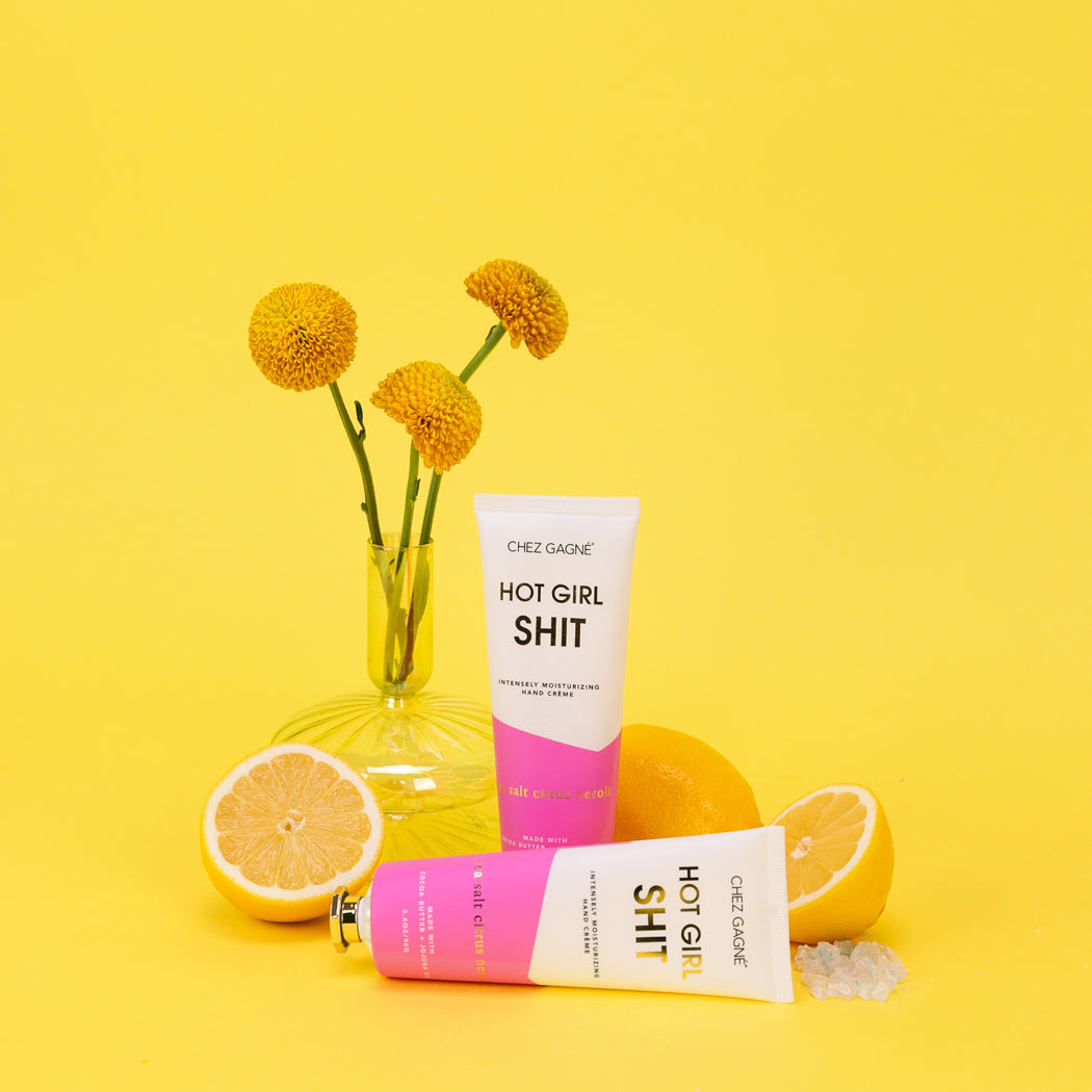 Chez Gagné Hot Girl Shit Sea Salt Citrus + Neroli hand crème lifestyle product display