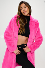 Load image into Gallery viewer, Fluffy faux fur trench coat
