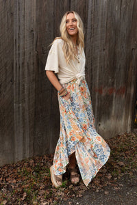 Swing Of Things Pocketed Midi Skirt - Floral