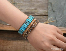 Load image into Gallery viewer, Turquoise Jasper Stone Tube Bracelet
