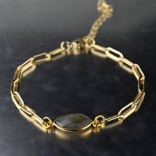 Load image into Gallery viewer, Paperclip Chain Bracelet with Labradorite
