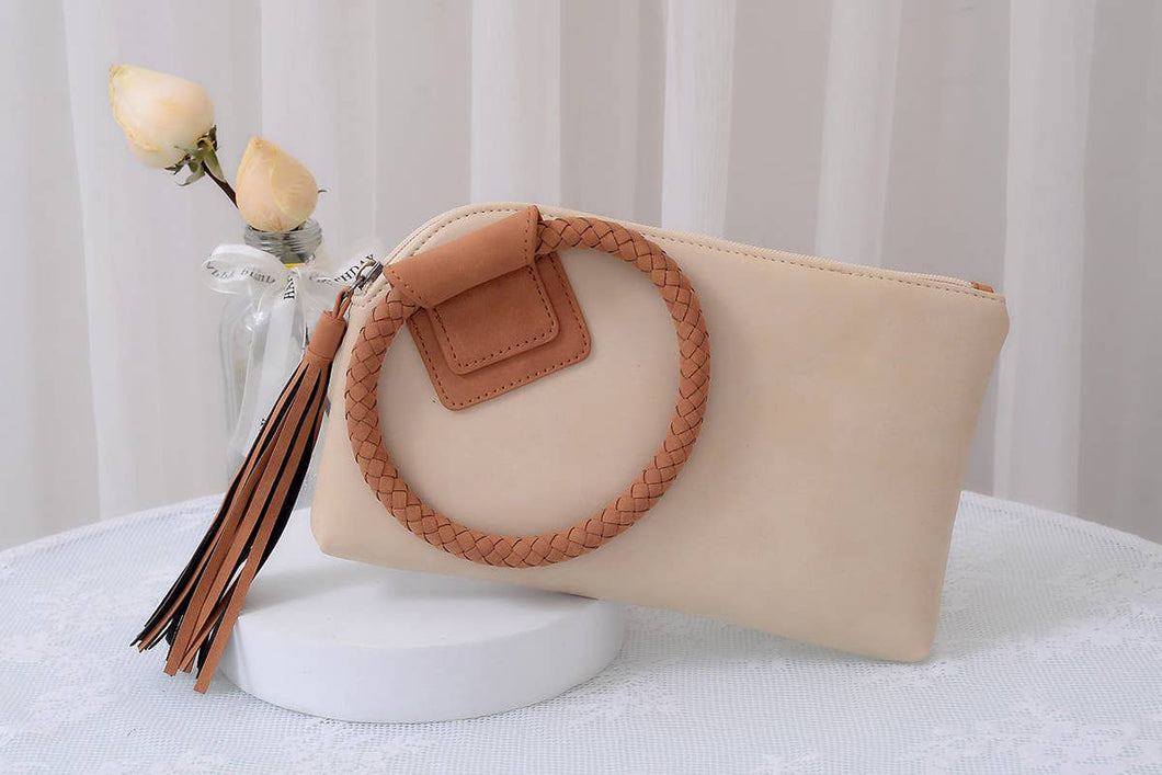 Cuff Handle Tassel Wristlet Clutch