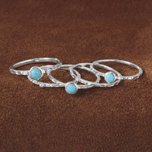 Load image into Gallery viewer, Set of 5 Sterling &amp; Turquoise Stackable Rings
