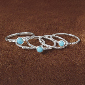 Set of 5 Sterling & Turquoise Stackable Rings