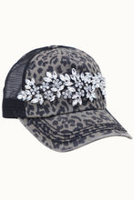 Load image into Gallery viewer, Floral Vine Bejeweled Glitz Animal Print Trucker Cap, Adj
