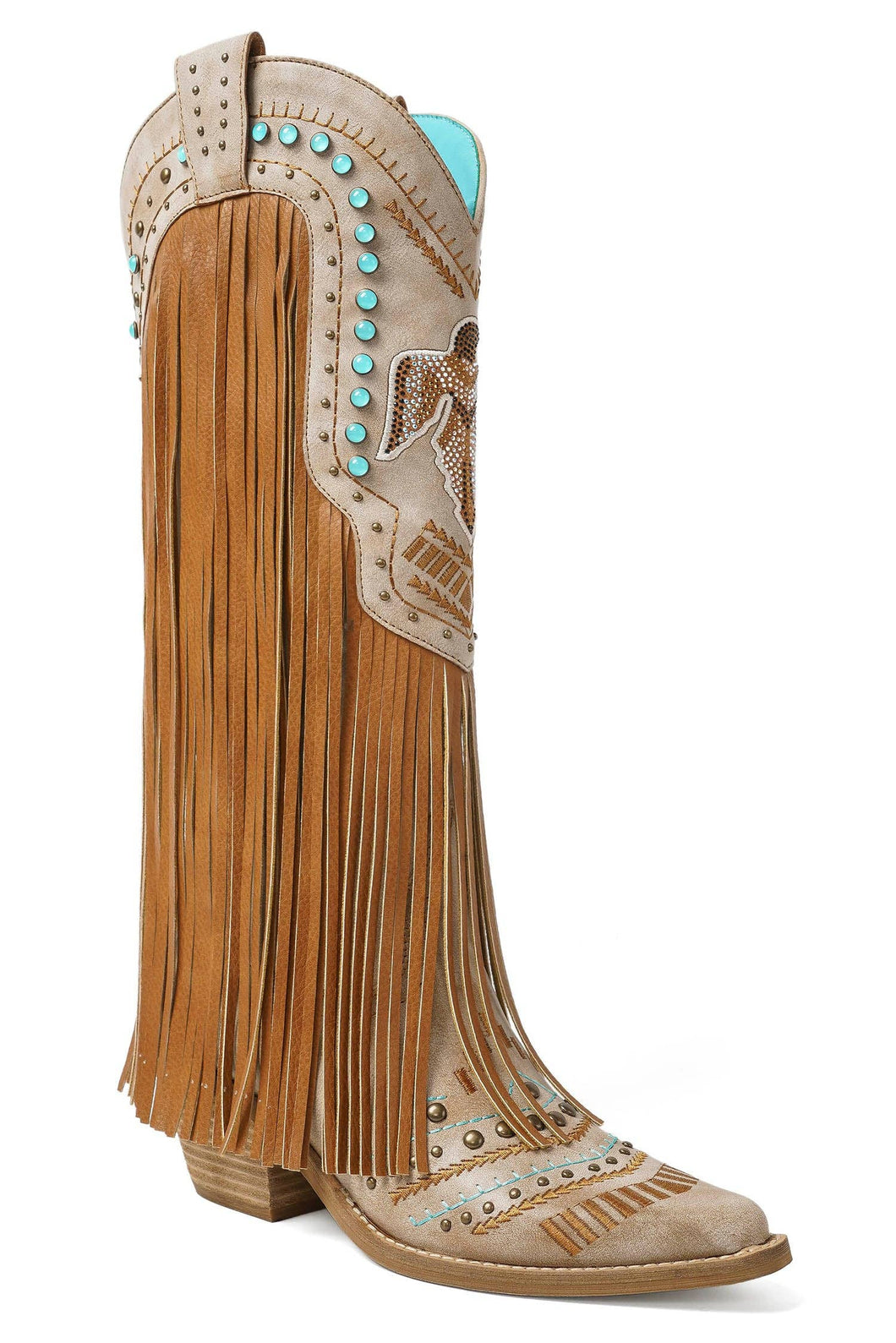 Adela Fringe Cowgirl Boots with Rhinestone Accents