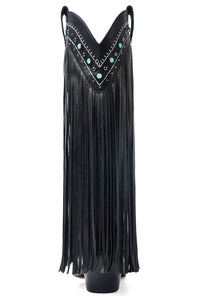 Adela Fringe Cowgirl Boots with Rhinestone Accents