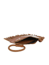Load image into Gallery viewer, Vegan Suede Cow Print Fringe Wristlet/Clutch With Tassel
