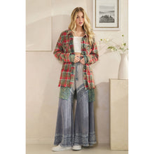 Load image into Gallery viewer, Izzie Washed Plaid Embroidered Shacket
