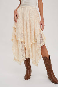 Aria Lace Tiered Midi Skirt