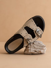 Load image into Gallery viewer, The Effie | Taupe Double Western Buckle Slides
